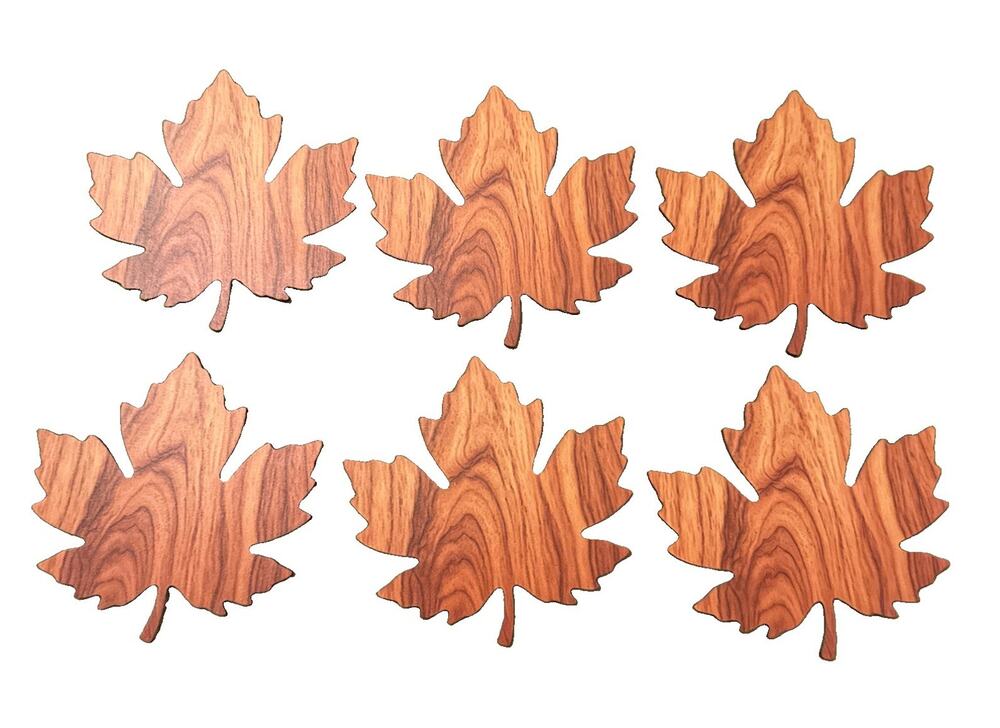 NWT Set Of Six Wooden Maple Leaf Coasters